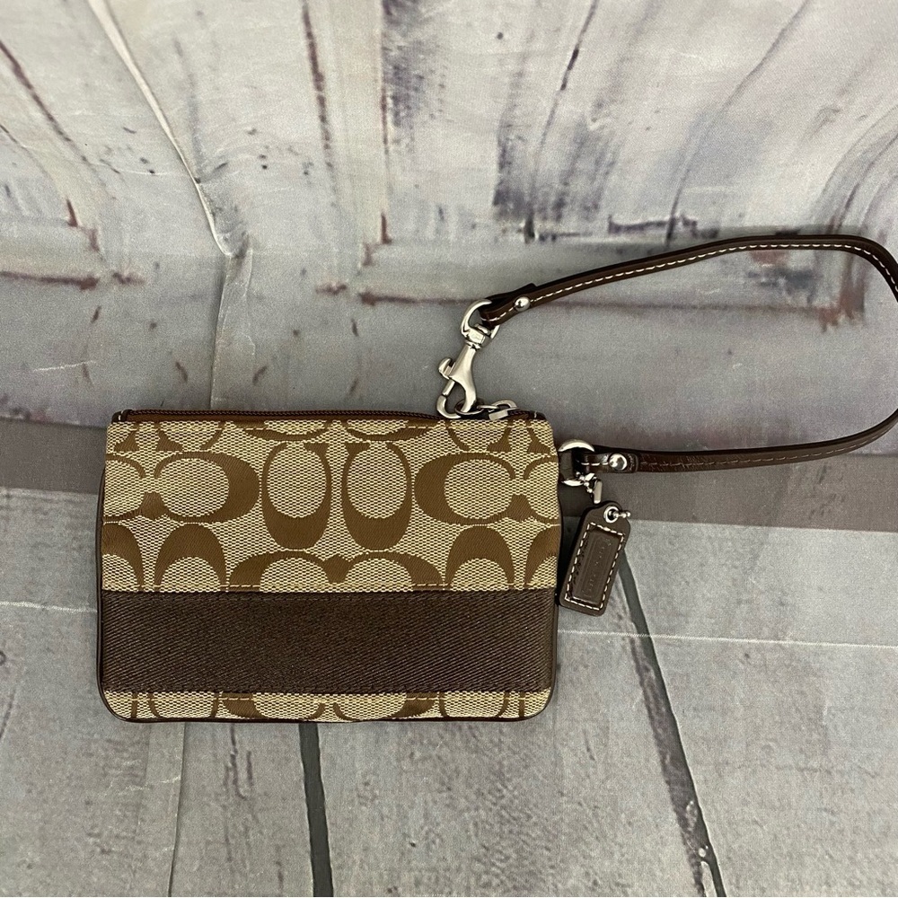 Coach Chocolate and Beige Wristlet - Picture 6 of 10